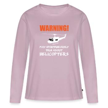 Pilote d'hélicoptère Pilote d'hélicoptère Bell UH 1 Huey - T-shirt manches longues Premium bio Femme - rose poudré - Devant - Julia (174cm)