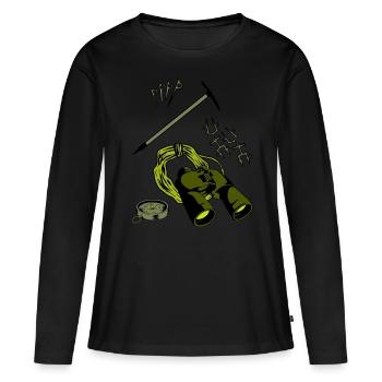 Bergsteiger Bergsport Felsklettern - Frauen Premium Bio Langarmshirt - Schwarz - Vorne - Julia (174cm)