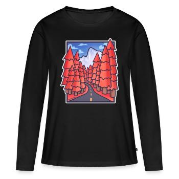 bel automne arbres nature forêt avenue route image - T-shirt manches longues Premium bio Femme - noir - Devant - Julia (174cm)