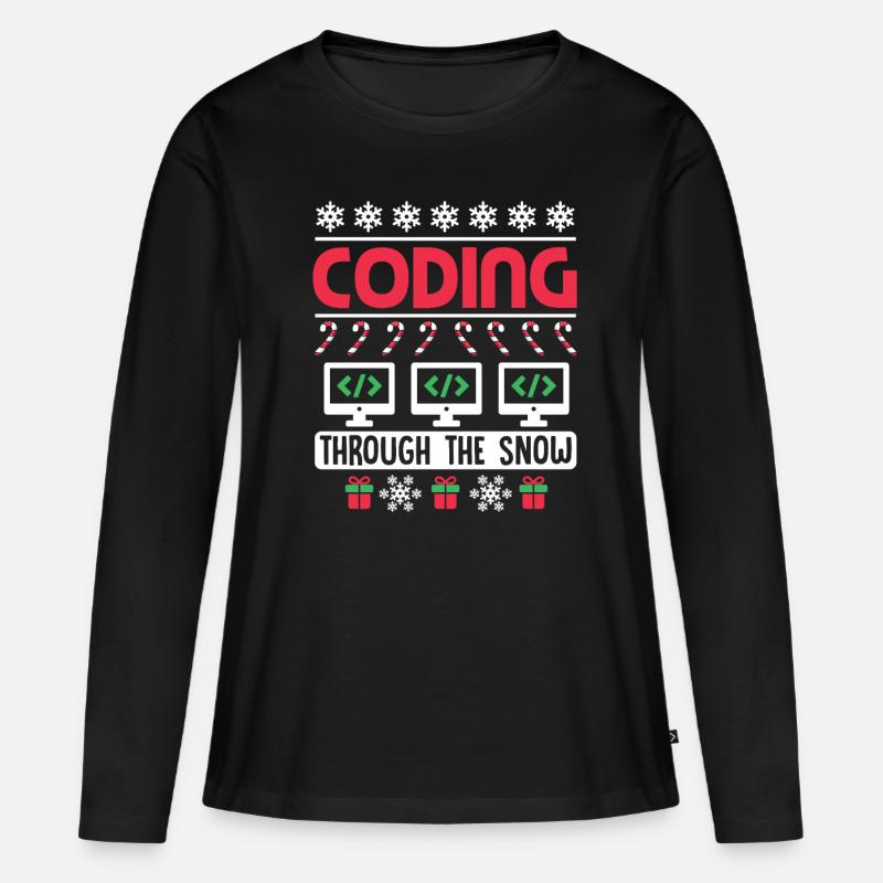 Programmierer Weihnachten Christmas Geschenk - Frauen Premium Bio Langarmshirt - Schwarz