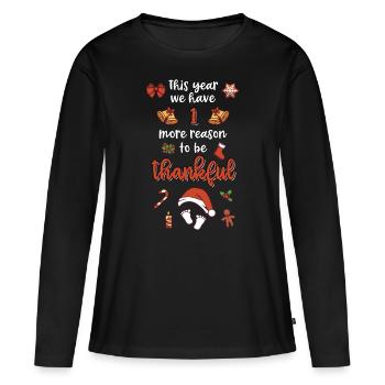 Weihnachten Schwangerschaft Verkündung baby - Frauen Premium Bio Langarmshirt - Schwarz - Vorne - Julia (174cm)