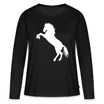 Cheval sauvage étalon cheval chevaux poney cavalier d'équitation - T-shirt manches longues Premium bio Femme - noir - Devant - Julia (174cm)