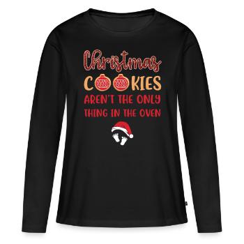 Weihnachten Schwangerschaft Verkündung baby cookie - Frauen Premium Bio Langarmshirt - Schwarz - Vorne - Julia (174cm)