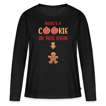 Weihnachten Schwangerschaft Verkündung baby cookie - Frauen Premium Bio Langarmshirt - Schwarz - Vorne - Julia (174cm)