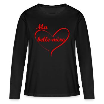 ma belle mère - T-shirt manches longues Premium bio Femme - noir - Devant - Julia (174cm)