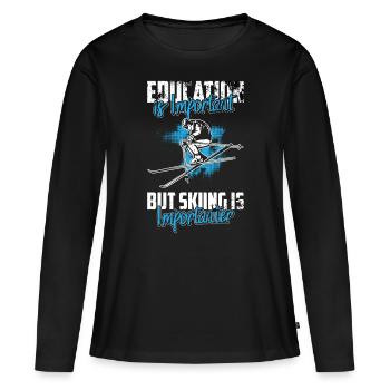Ski - Frauen Premium Bio Langarmshirt - Schwarz - Vorne - Julia (174cm)