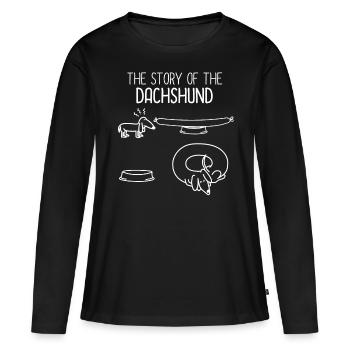 lustige Dackel Geschichte Dachshund - Frauen Premium Bio Langarmshirt - Schwarz - Vorne - Julia (174cm)