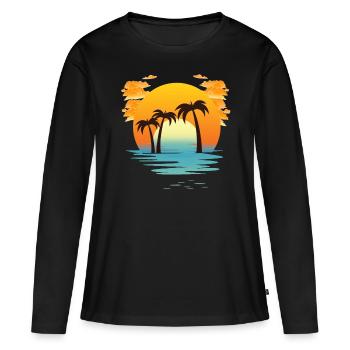 sunset of palms - T-shirt manches longues Premium bio Femme - noir - Devant - Julia (174cm)