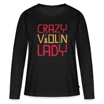 Geige - Frauen Premium Bio Langarmshirt - Schwarz - Vorne - Julia (174cm)