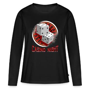 Soirée casino - Roulette - T-shirt manches longues Premium bio Femme - noir - Devant - Julia (174cm)