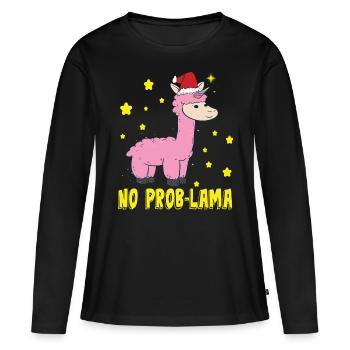 No Prob Lama - Frauen Premium Bio Langarmshirt - Schwarz - Vorne - Julia (174cm)