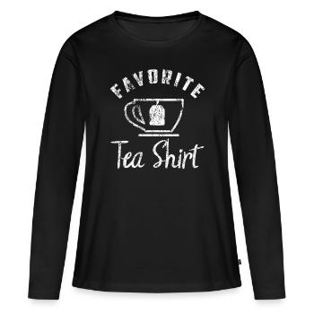 Tee - Frauen Premium Bio Langarmshirt - Schwarz - Vorne - Julia (174cm)