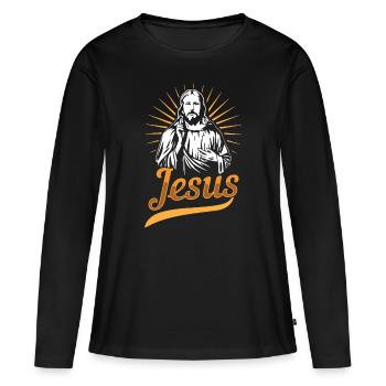 Jésus - T-shirt manches longues Premium bio Femme - noir - Devant - Julia (174cm)