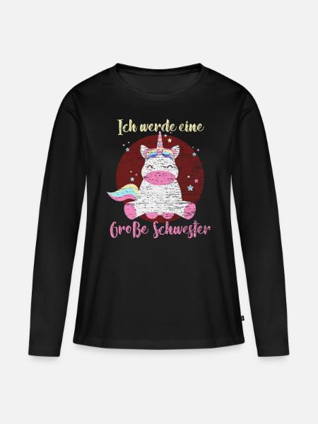 Ich werde eine große Schwester - Frauen Premium Bio Langarmshirt - Schwarz