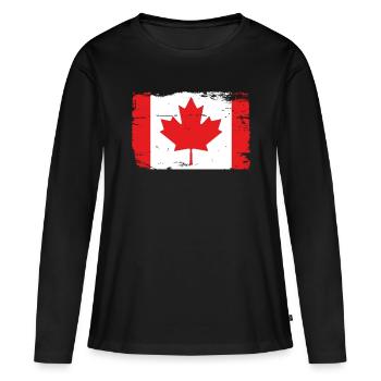 Drapeau du Canada - T-shirt manches longues Premium bio Femme - noir - Devant - Julia (174cm)