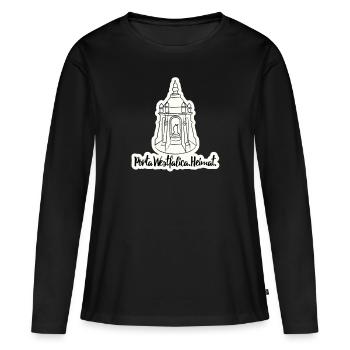 Porta Westfalica Kaiser Wilhelm Denkmal Heimat - Frauen Premium Bio Langarmshirt - Schwarz - Vorne - Julia (174cm)