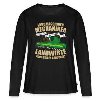 Mécanicien de machines agricoles Cadeau - T-shirt manches longues Premium bio Femme - noir - Devant - Julia (174cm)