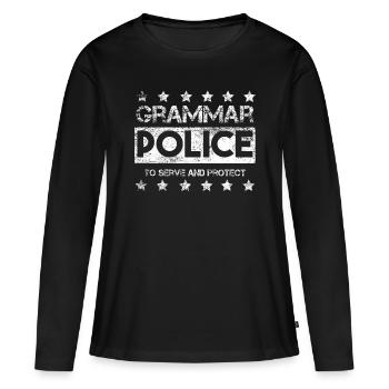 Grammar Police - Women's Premium Organic Long Sleeve Shirt - black - Front - Julia (174cm)