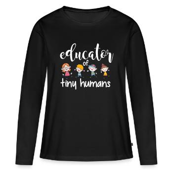 Enseignement primaire École primaire Enseignement - T-shirt manches longues Premium bio Femme - noir - Devant - Julia (174cm)