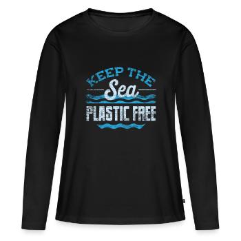Protection de l'environnement en plastique - T-shirt manches longues Premium bio Femme - noir - Devant - Julia (174cm)