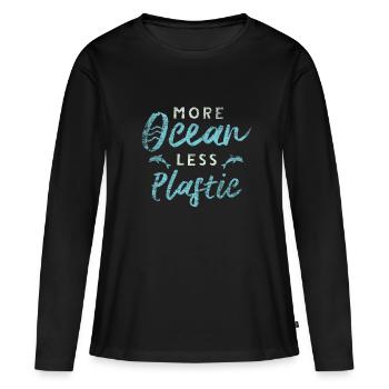 Pollution plastique - T-shirt manches longues Premium bio Femme - noir - Devant - Julia (174cm)