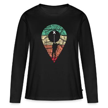 Chasse au trésor GPS Chasse au trésor Cacher Cache - T-shirt manches longues Premium bio Femme - noir - Devant - Julia (174cm)