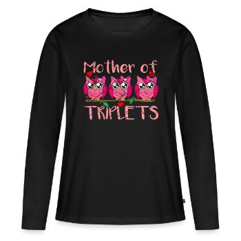 Cadeau de triplés de mère - T-shirt manches longues Premium bio Femme - noir - Devant - Julia (174cm)