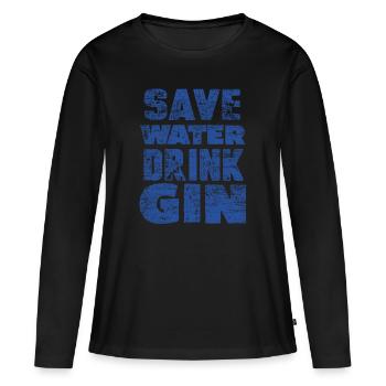 gin - T-shirt manches longues Premium bio Femme - noir - Devant - Julia (174cm)