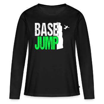 Base Jump Jumping Parachute Springer Extrem Sport - T-shirt manches longues Premium bio Femme - noir - Devant - Julia (174cm)