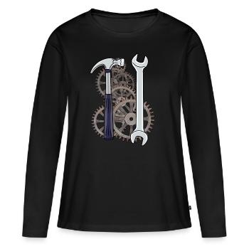 Atelier de gardien de machines-outils technologiques - T-shirt manches longues Premium bio Femme - noir - Devant - Julia (174cm)