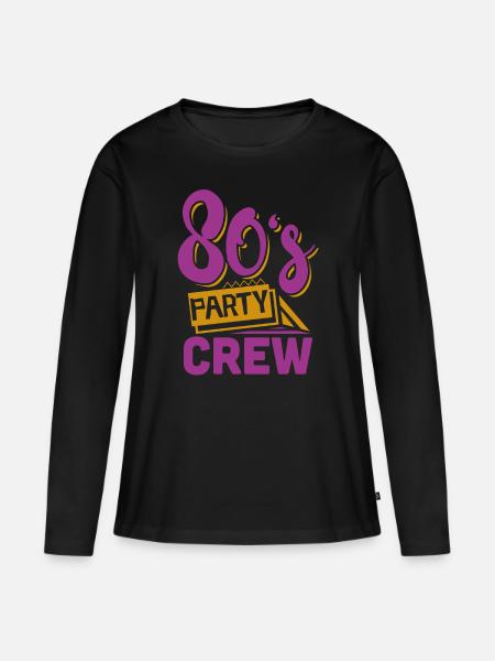 80er Jahre Party - Frauen Premium Bio Langarmshirt - Schwarz