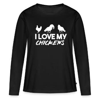 Élevage de poulet Élevage de poulet Élevage de poulet - T-shirt manches longues Premium bio Femme - noir - Devant - Julia (174cm)