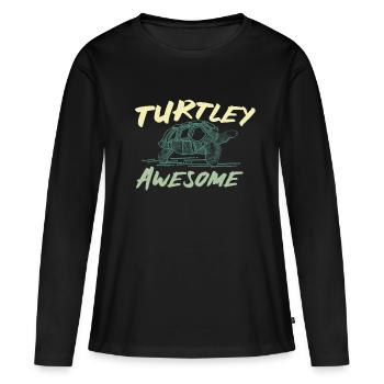 Dire tortue - T-shirt manches longues Premium bio Femme - noir - Devant - Julia (174cm)