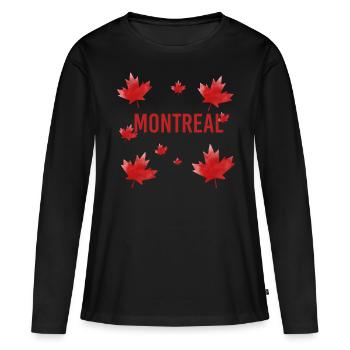 Montreal - Frauen Premium Bio Langarmshirt - Schwarz - Vorne - Julia (174cm)