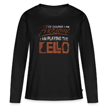 violoncelle - T-shirt manches longues Premium bio Femme - noir - Devant - Julia (174cm)