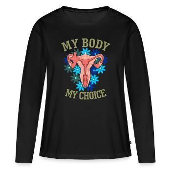 My Body My Choice - T-shirt manches longues Premium bio Femme - noir - Devant - Julia (174cm)