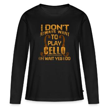 violoncelle - T-shirt manches longues Premium bio Femme - noir - Devant - Julia (174cm)