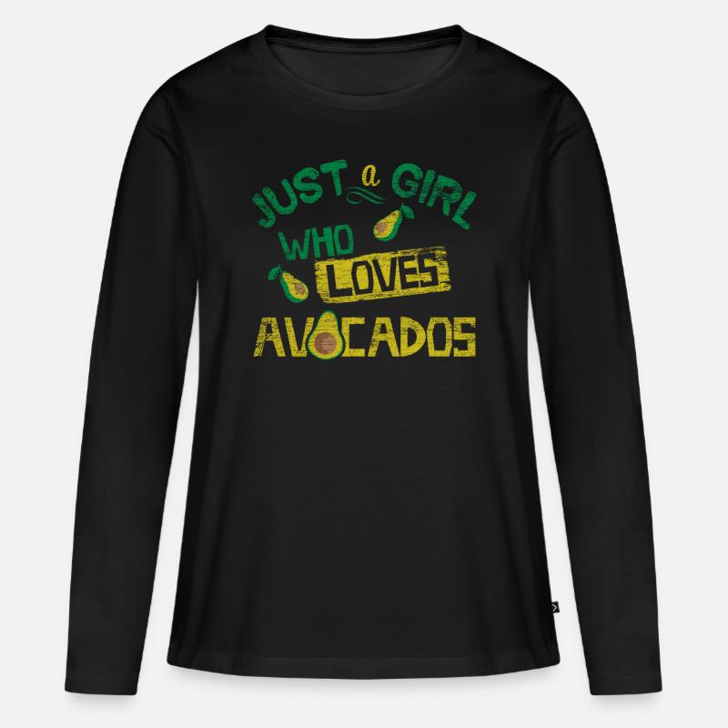Avocado Mädchen - Frauen Premium Bio Langarmshirt - Schwarz