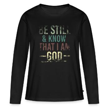 Je suis dieu - T-shirt manches longues Premium bio Femme - noir - Devant - Julia (174cm)