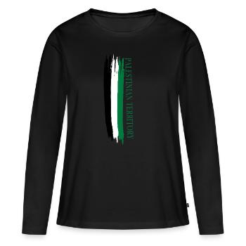 palästinensisches Gebiet skizzierte Landesfarben - Frauen Premium Bio Langarmshirt - Schwarz - Vorne - Julia (174cm)