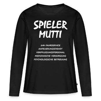 Spieler Mutti - Frauen Premium Bio Langarmshirt - Schwarz - Vorne - Julia (174cm)