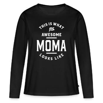 C'est quoi un cadeau génial pour la fête des mères de Moma - T-shirt manches longues Premium bio Femme - noir - Devant - Julia (174cm)