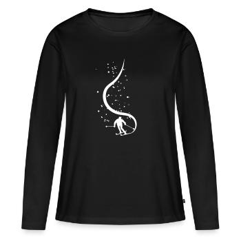 Un skieur tire de l'arrière dans la poudreuse - T-shirt manches longues Premium bio Femme - noir - Devant - Julia (174cm)