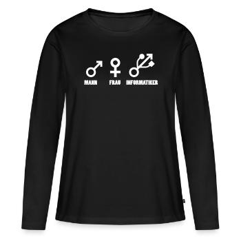 Der Informatiker - Frauen Premium Bio Langarmshirt - Schwarz - Vorne - Julia (174cm)