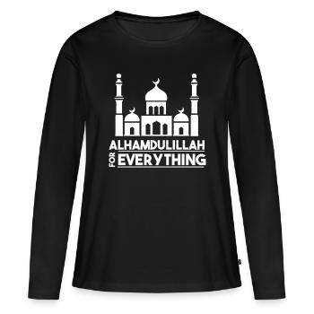 Alhamdullah Mosquée Musulmane Coran religion Islam - T-shirt manches longues Premium bio Femme - noir - Devant - Julia (174cm)