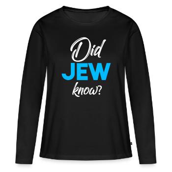 Jew Jude Jüdisch - Frauen Premium Bio Langarmshirt - Schwarz - Vorne - Julia (174cm)