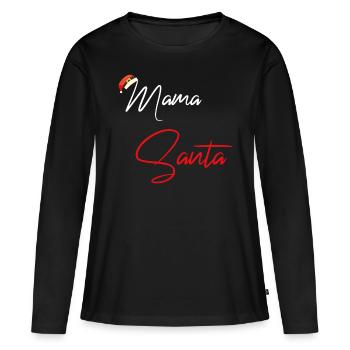 Maman noël - T-shirt manches longues Premium bio Femme - noir - Devant - Julia (174cm)