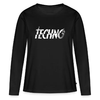 Techno - T-shirt manches longues Premium bio Femme - noir - Devant - Julia (174cm)