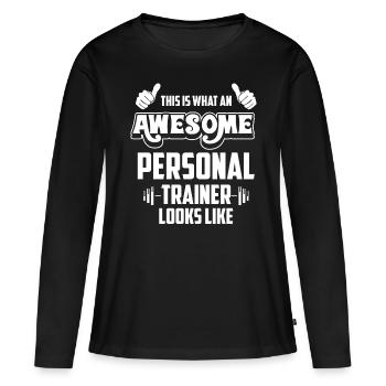 Instructeur de fitness - T-shirt manches longues Premium bio Femme - noir - Devant - Julia (174cm)