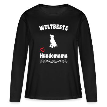 Hundemama - Frauen Premium Bio Langarmshirt - Schwarz - Vorne - Julia (174cm)